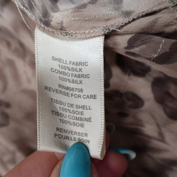 Rebecca‎ Taylor Dress Womens 2 Silk Shirred hem Mini Animal Print Balloon Sleeve - Picture 5 of 11